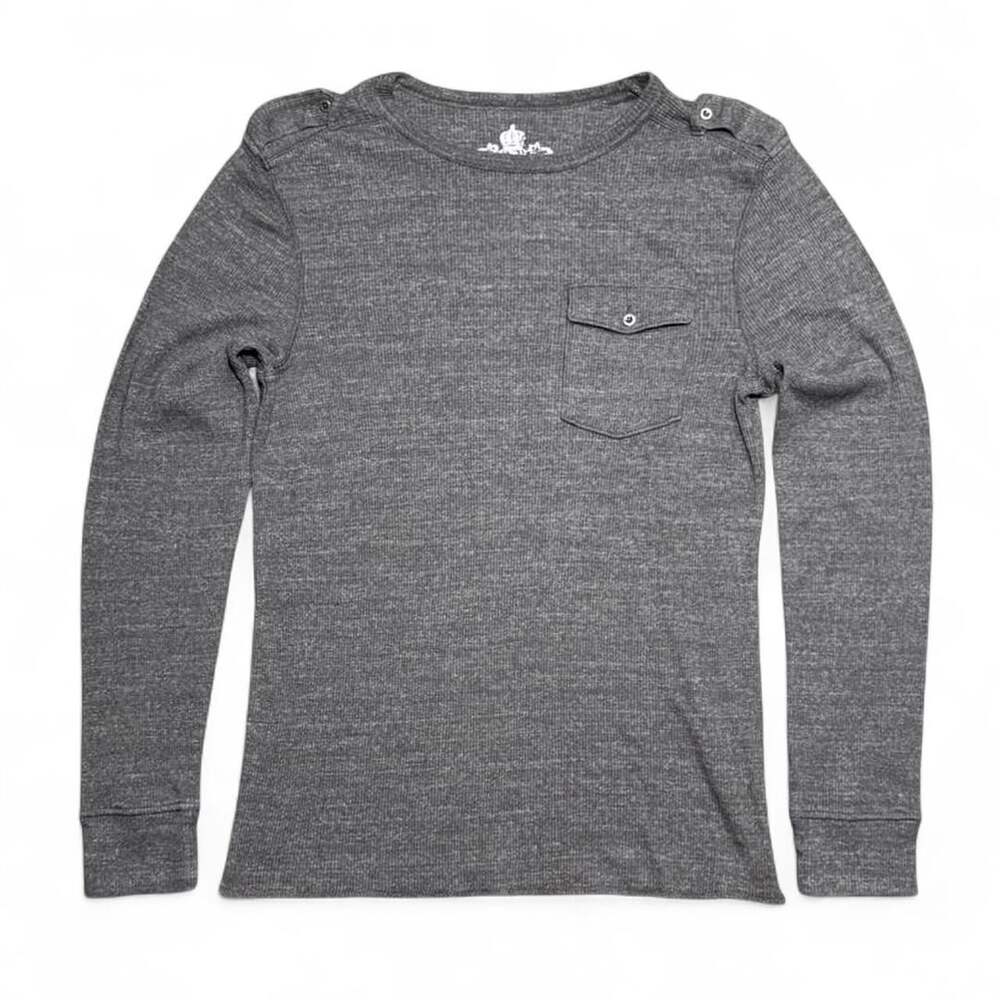 Helix Thermal Long Sleeve Shirt Size Large Charcoal Gray Waffle Knit Pocket